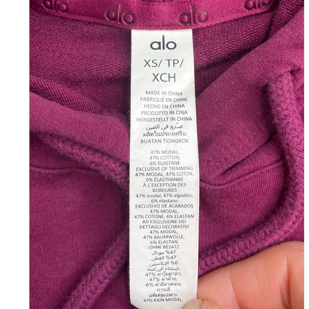 Alo‎ Yoga Muse Hoodie Women XS Pink Cropped Raglan Pullover